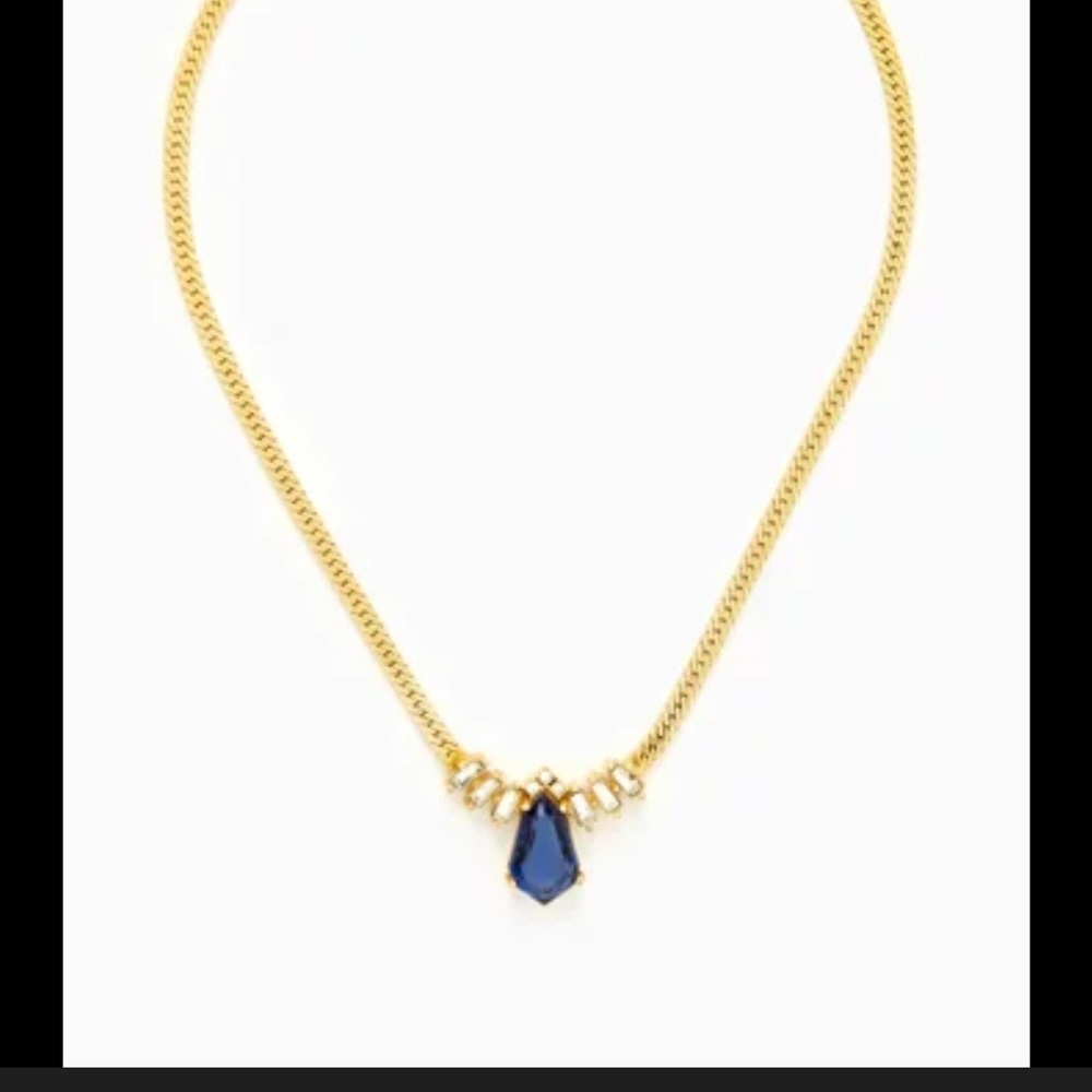 Authentic Christian Dior Vintage Water Drop Necklace Gold Plated Emerald cut